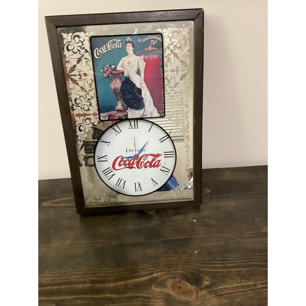Vintage Coca Cola Wall  clock mirror with working clock